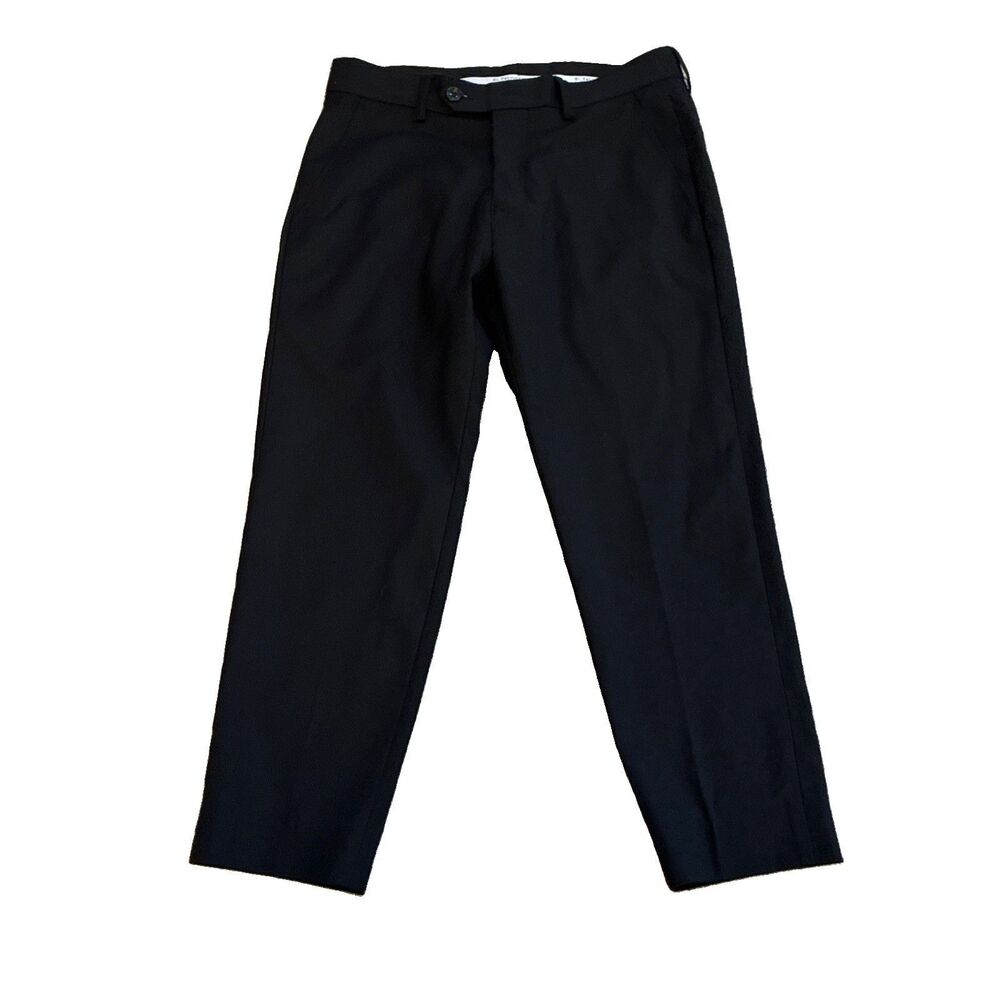 Boys Youth Size 28 X 30 Straight Leg Slacks Pants Black Easy Care Dress Trouser